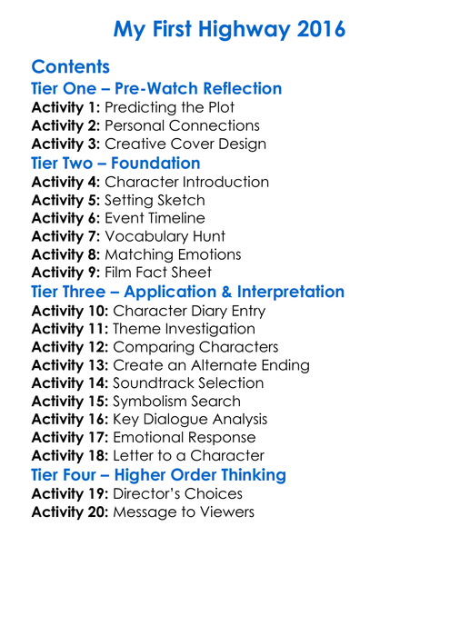 My First Highway 2016 Worksheet Activity Booklet
