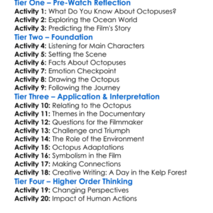 My Octopus Teacher Worksheet Activity Booklet