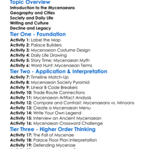 Mycenaean Civilization Worksheet Activity Booklet