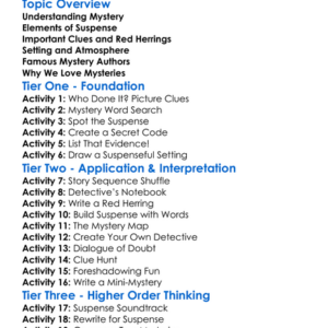 Mystery And Suspense Worksheet Activity Booklet