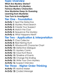 Mystery Stories Worksheet Activity Booklet