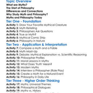 Myth And Philosophy Worksheet Activity Booklet