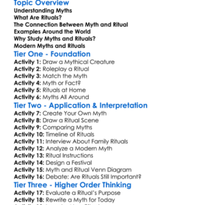 Myth And Ritual Worksheet Activity Booklet