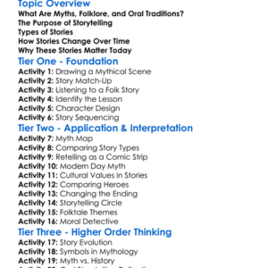 Myth Folklore And Oral Traditions Worksheet Activity Booklet