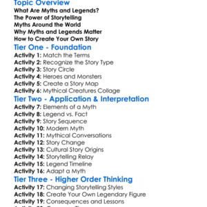 Myth Legend And Storytelling Worksheet Activity Booklet