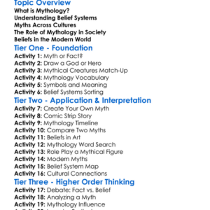 Mythology And Belief Systems Worksheet Activity Booklet