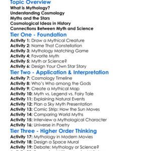 Mythology And Cosmology Worksheet Activity Booklet