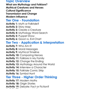 Mythology And Folklore Worksheet Activity Booklet