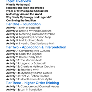 Mythology And Legends Worksheet Activity Booklet