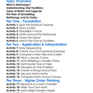 Mythology And Oral Traditions Worksheet Activity Booklet