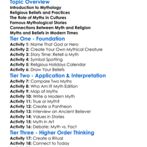 Mythology And Religious Beliefs Worksheet Activity Booklet