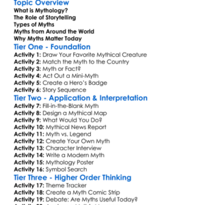 Mythology And Storytelling Worksheet Activity Booklet