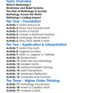Mythology And Worldview Worksheet Activity Booklet
