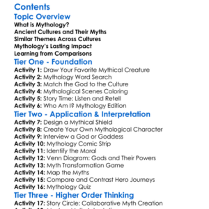 Mythology Comparisons Across Ancient Cultures Worksheet Activity Booklet
