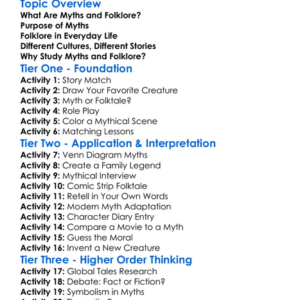 Myths And Folklore Worksheet Activity Booklet