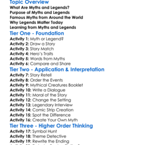 Myths And Legends Worksheet Activity Booklet