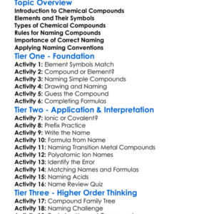 Naming Chemical Compounds Worksheet Activity Booklet
