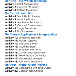 Nanci Griffith Worksheet Activity Booklet