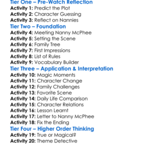 Nanny Mcphee Worksheet Activity Booklet