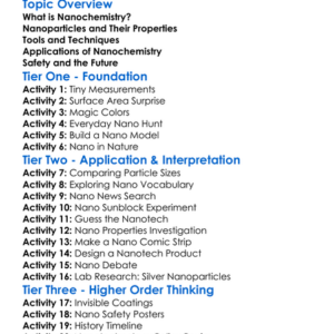 Nanochemistry Worksheet Activity Booklet