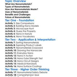 Nanomaterials Worksheet Activity Booklet