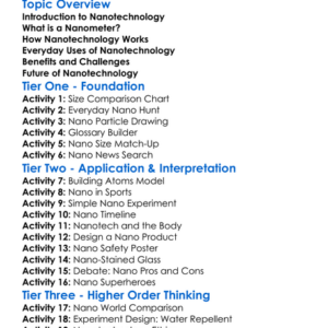 Nanotechnology Fundamentals Worksheet Activity Booklet
