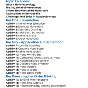 Nanotechnology Introduction Worksheet Activity Booklet