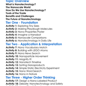 Nanotechnology Worksheet Activity Booklet