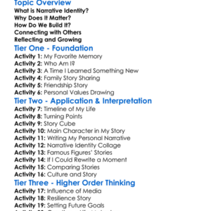 Narrative Identity Worksheet Activity Booklet