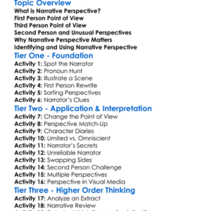 Narrative Perspective Worksheet Activity Booklet
