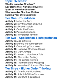 Narrative Structure Worksheet Activity Booklet