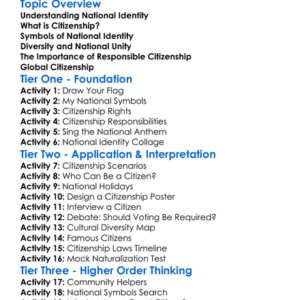 National Identity And Citizenship Worksheet Activity Booklet