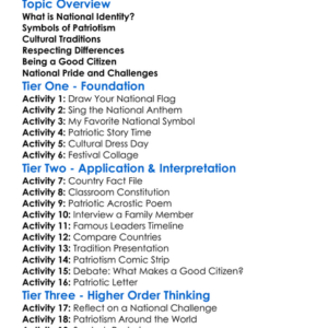National Identity And Patriotism Worksheet Activity Booklet