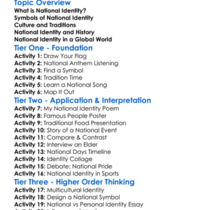 National Identity Worksheet Activity Booklet