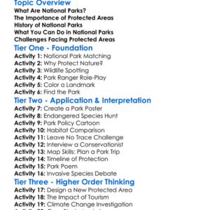National Parks And Protected Areas Worksheet Activity Booklet