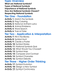 National Symbols Worksheet Activity Booklet