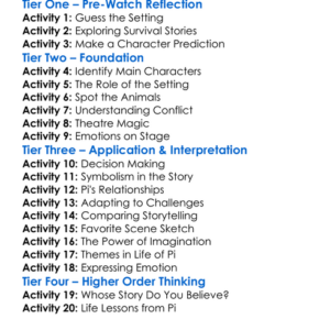 National Theatre Live Life Of Pi 2023 Worksheet Activity Booklet