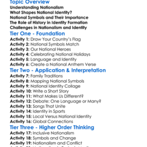 Nationalism And Identity Formation Worksheet Activity Booklet
