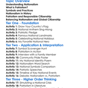 Nationalism And Patriotism Worksheet Activity Booklet