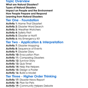 Natural Disasters Worksheet Activity Booklet