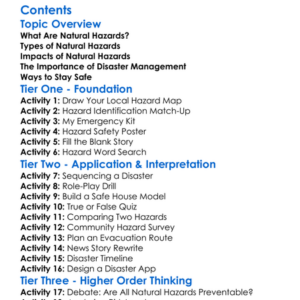Natural Hazards And Disaster Management Worksheet Activity Booklet