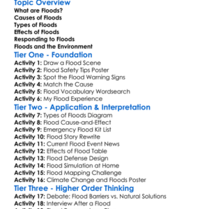 Natural Hazards Floods Worksheet Activity Booklet