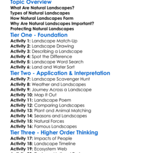 Natural Landscapes Worksheet Activity Booklet
