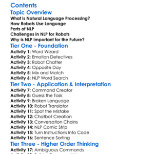 Natural Language Processing For Robots Worksheet Activity Booklet