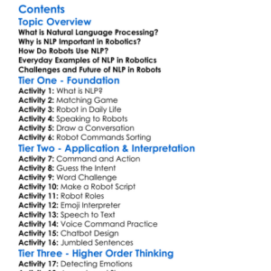 Natural Language Processing In Robotics Worksheet Activity Booklet