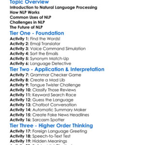 Natural Language Processing Worksheet Activity Booklet