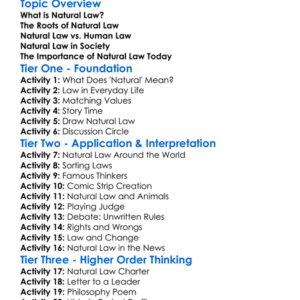 Natural Law Worksheet Activity Booklet