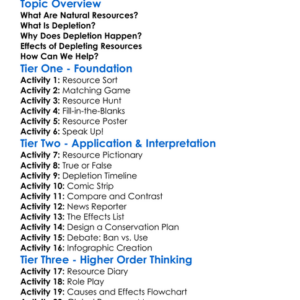 Natural Resource Depletion Worksheet Activity Booklet