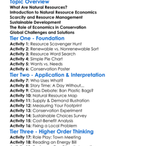 Natural Resource Economics Worksheet Activity Booklet
