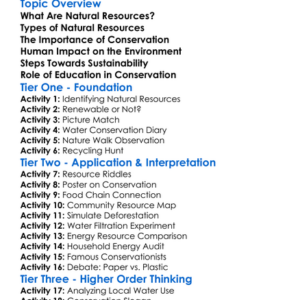 Natural Resources And Conservation Worksheet Activity Booklet